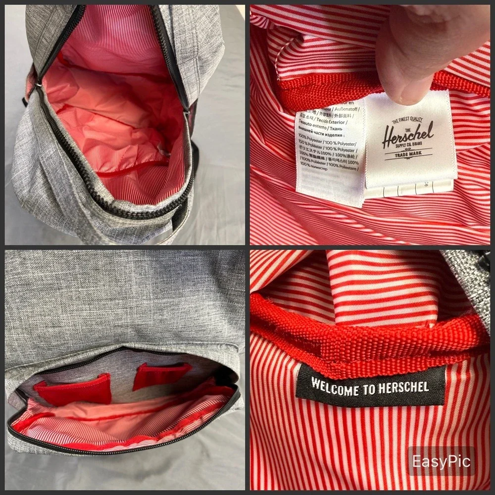 Herschel Supply Co Heritage Backpack Grey Crosshatch Striped Liner School Bag